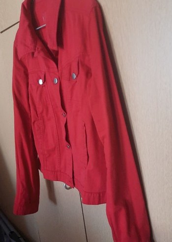 LC Waikiki Düğmeli Kırmızı Kadın Denim Ceket