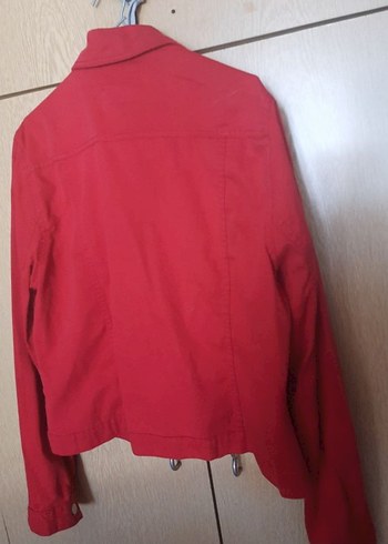 42 Beden kırmızı Renk Düğmeli Kırmızı Kadın Denim Ceket