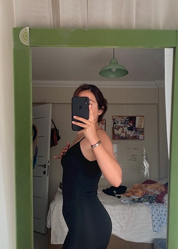 Siyah streç Kısa Tulum - Görsel 2