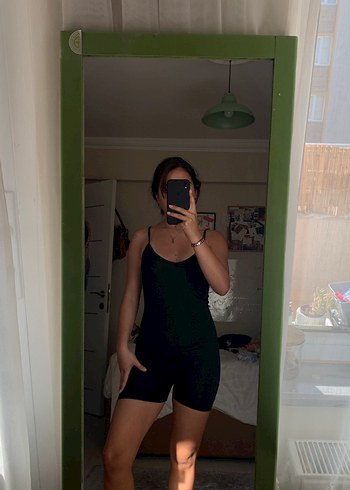 Siyah streç Kısa Tulum - Görsel 3