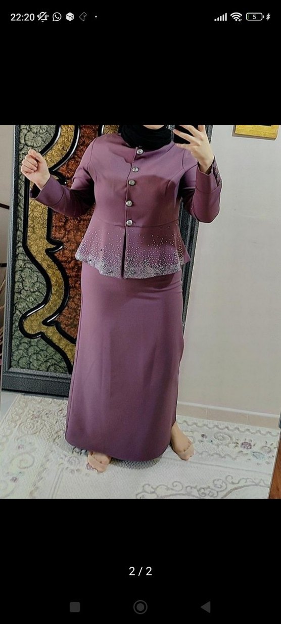 Düğmeli Mor Uzun Kadın Takım - Görsel 2