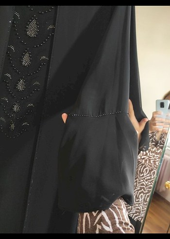 Siyah Uzun Kollu şifon astarlı  Elbise - Görsel 5