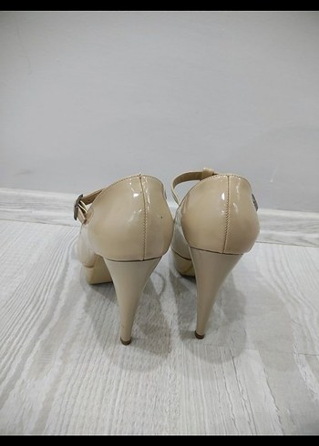 Bej Rugan Tokalı yumurta burun Kadın Ayakkabı - Görsel 3