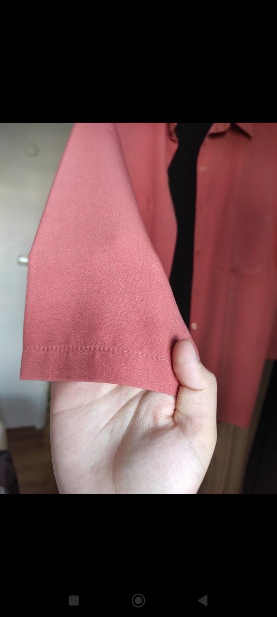 Düğmeli somon rengi Uzun Kollu Kadın Gömlek - Görsel 3