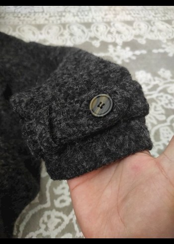 Kürk Detaylı Gri Kısa Kadın Yün Kaban - Görsel 4