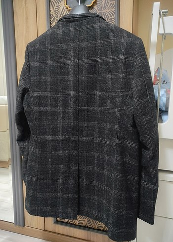 Gri Kareli Düğmeli Erkek kaban - Görsel 6