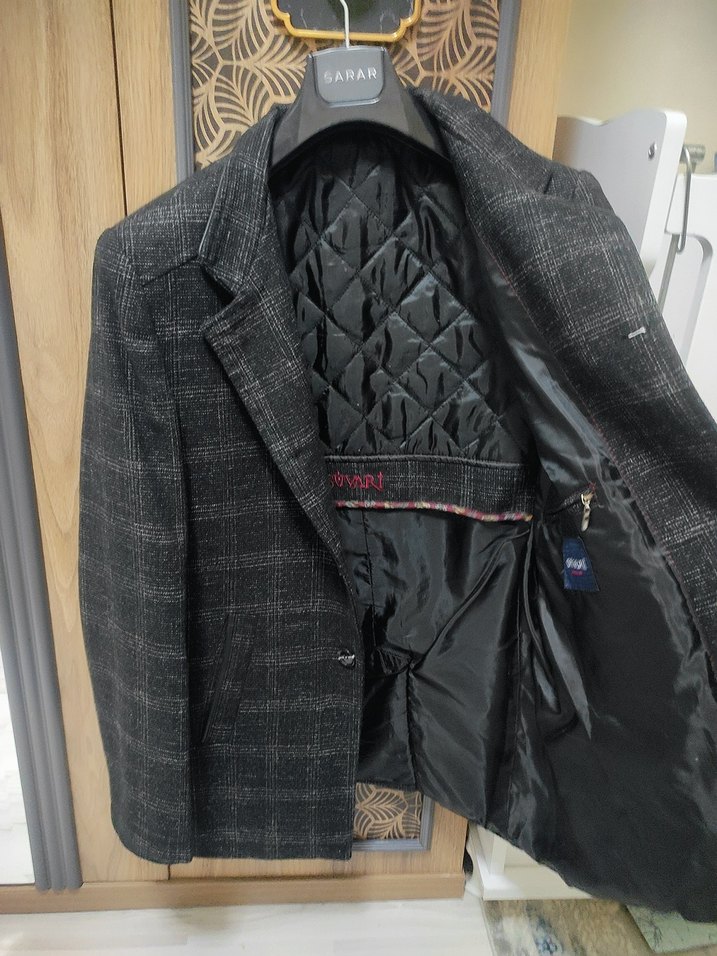 Gri Kareli Düğmeli Erkek kaban - Görsel 2