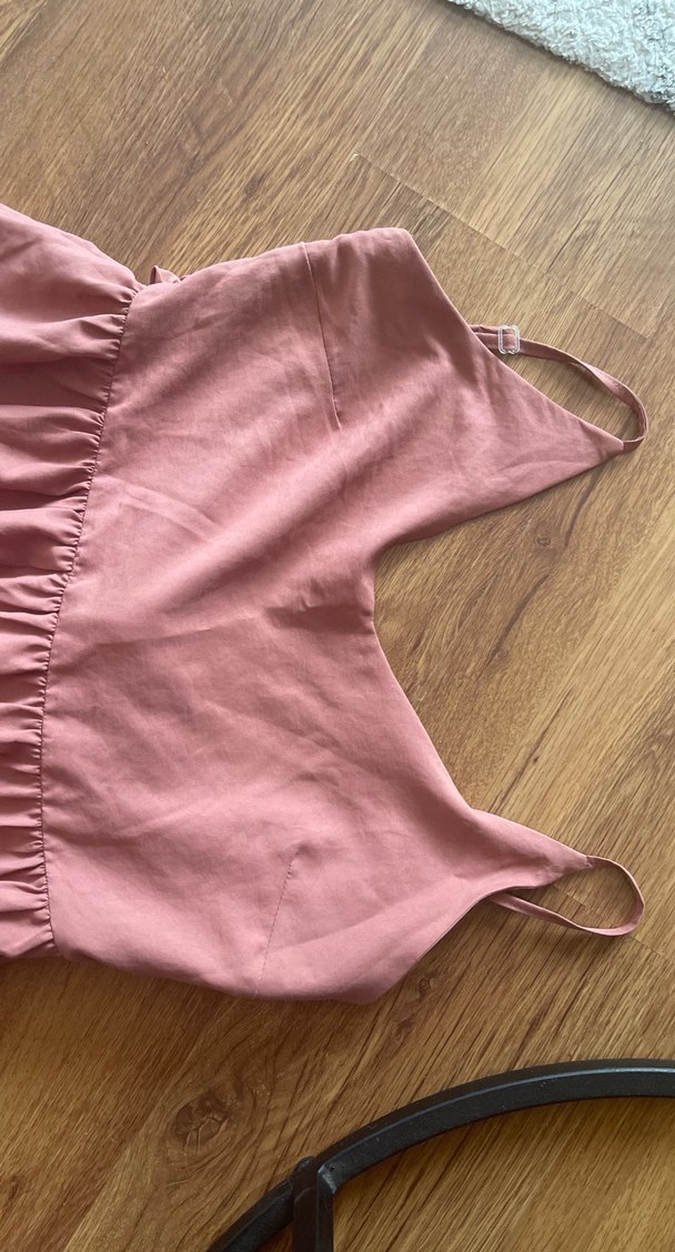 Pembe Uzun  Eteği Kat Kat Detaylı elbise - Görsel 2