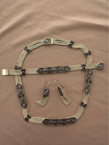 Gümüş hasır set takımı