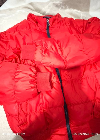 Kırmızı Kadın Kışlık Fermuarlı Mont - Görsel 2