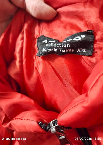 Kırmızı Kadın Kışlık Fermuarlı Mont - Görsel 3