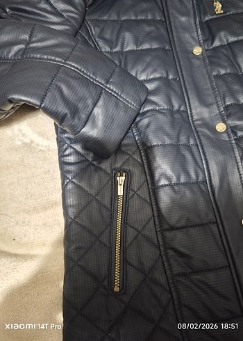 Kız çocuk için Deri Kapüşonlu Mont - Görsel 2