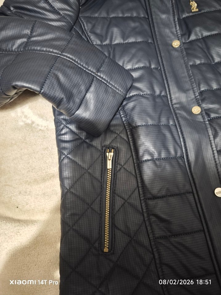 Kız çocuk için Deri Kapüşonlu Mont - Görsel 2