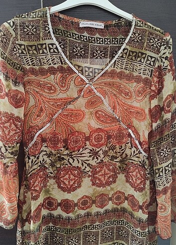 m Beden Vintage etnik desen bulüz