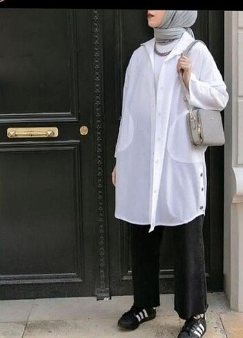 Lamelif uzun beyaz gömlek