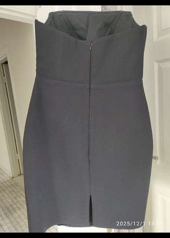 Siyah Straplez taş İşlemeli abiye Elbise - Görsel 4