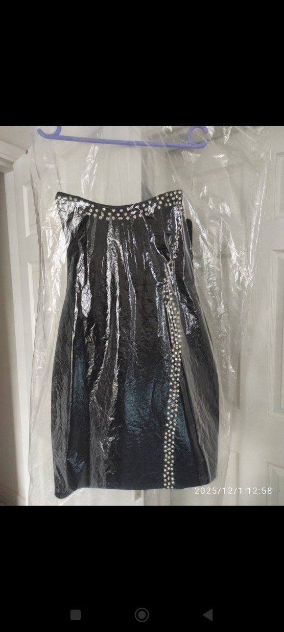 Siyah Straplez taş İşlemeli abiye Elbise - Görsel 2