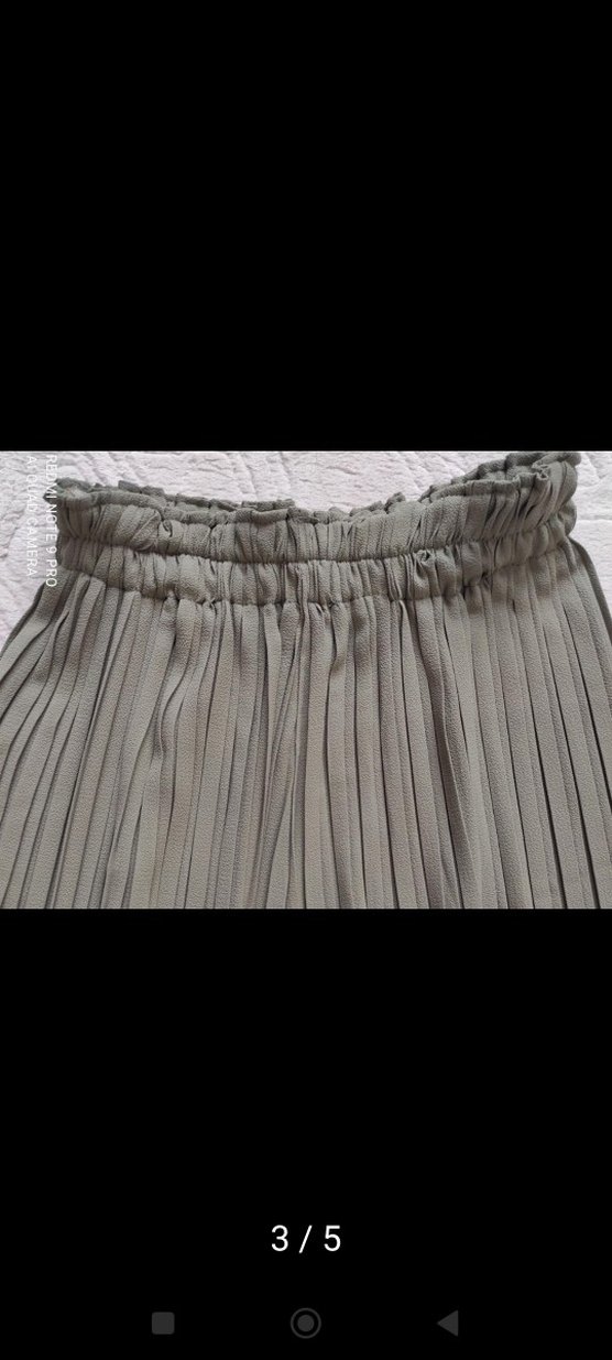 haki, Pileli, Bol Kesim Kadın Pantolon - Görsel 4