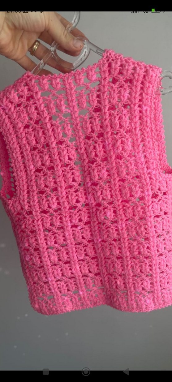 Pembe Bohem Kız el örgüsü Yelek - Görsel 2