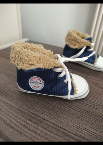 e bebekten alınma.Hellobaby Erkek Bebek Kürklü Kot Ayakkabı - Görsel 2