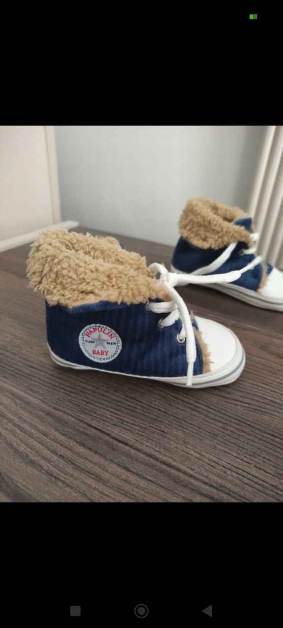 e bebekten alınma.Hellobaby Erkek Bebek Kürklü Kot Ayakkabı - Görsel 2