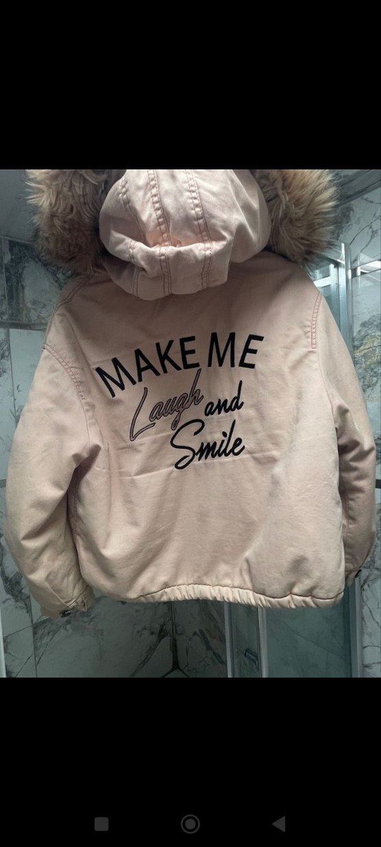 Bershka marka Kürklü pudra pembesi Kadın Kışlık Mont - Görsel 4