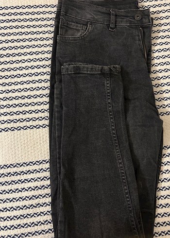 Siyah Kadın Kot Pantolon Kemerli Regular Fit - Görsel 2