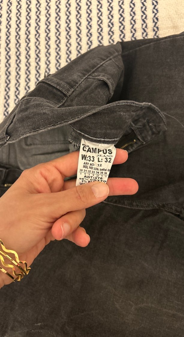 Siyah Kadın Kot Pantolon Kemerli Regular Fit - Görsel 4