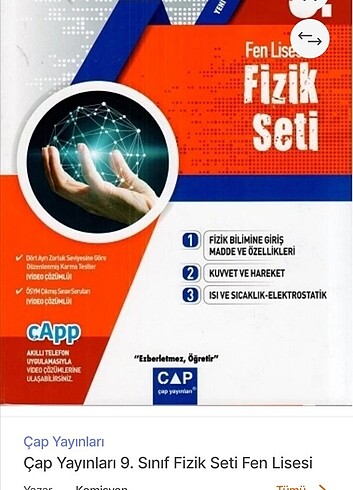 Çap yayınları fizik seti 9.sınıf 