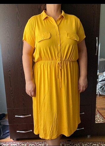 48 beden sarı günlük elbise 