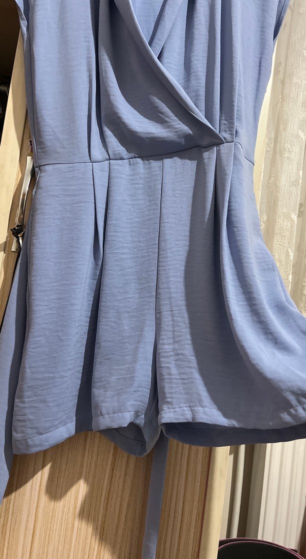 Kadın Mavi Kemerli Şort Elbise - Görsel 2