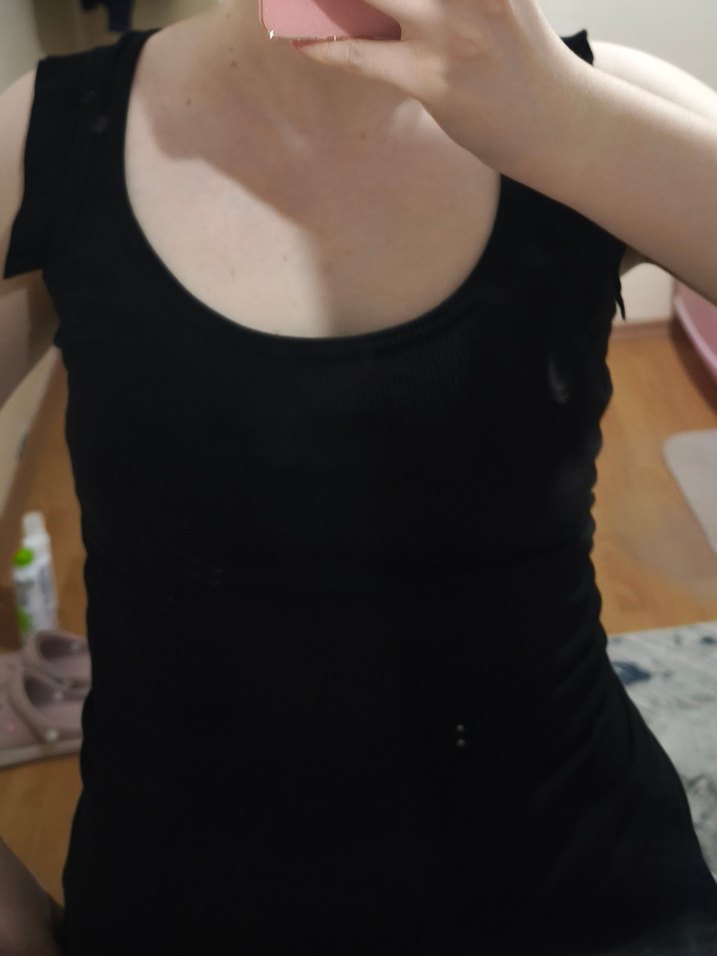 Kolları Fırfır Detaylı Fitilli Kadın Atlet Siyah - Görsel 4