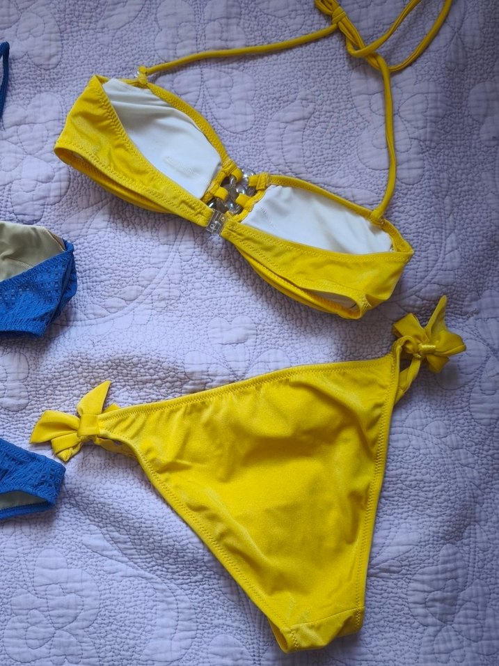 Sarı İpli Boyundan Bağlamalı Bikini Takımı - Görsel 2