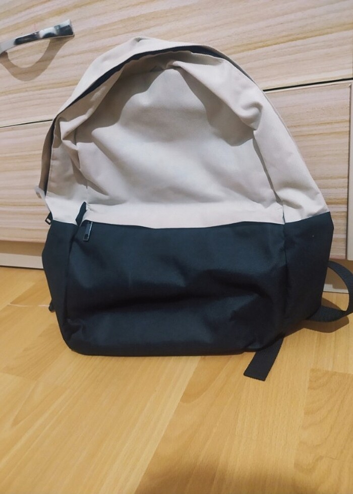 Bej Siyah Unisex Sırt Çantası - Görsel 2