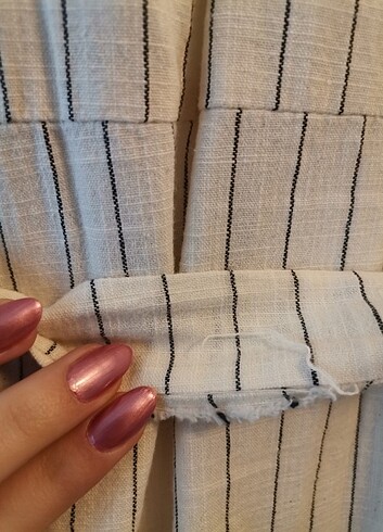 Yırtmaçlı keten elbise  - Görsel 10