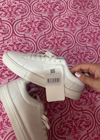 Beyaz Bağcıklı Kadın Sneaker - Görsel 6