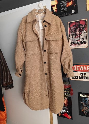 Hooopstore Yün Buklet Oversize Midi Kadın Kaban - Görsel 2