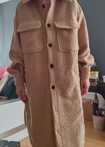 Hooopstore Yün Buklet Oversize Midi Kadın Kaban - Görsel 18