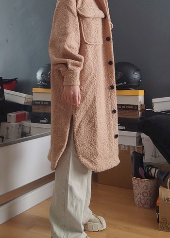 Hooopstore Yün Buklet Oversize Midi Kadın Kaban - Görsel 10