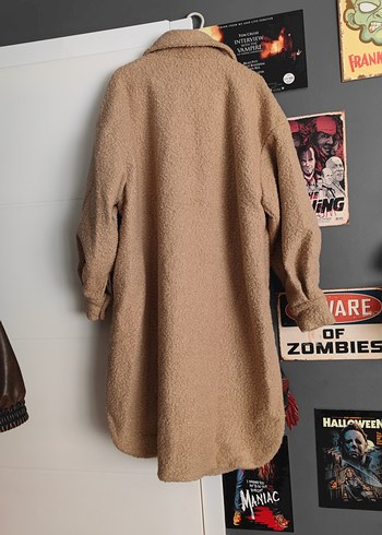 Hooopstore Yün Buklet Oversize Midi Kadın Kaban - Görsel 3