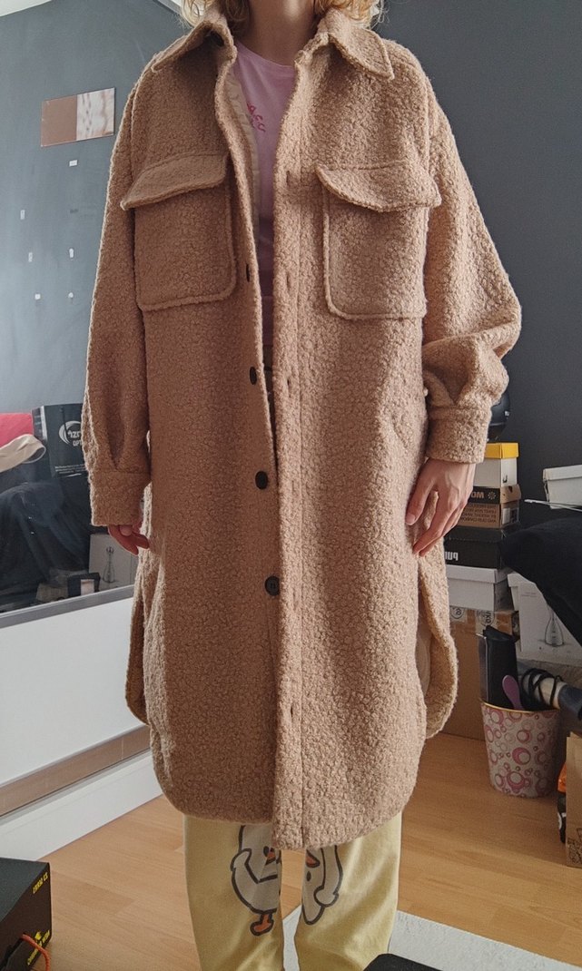 Hooopstore Yün Buklet Oversize Midi Kadın Kaban - Görsel 5