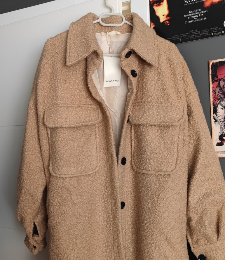 Hooopstore Yün Buklet Oversize Midi Kadın Kaban - Görsel 4