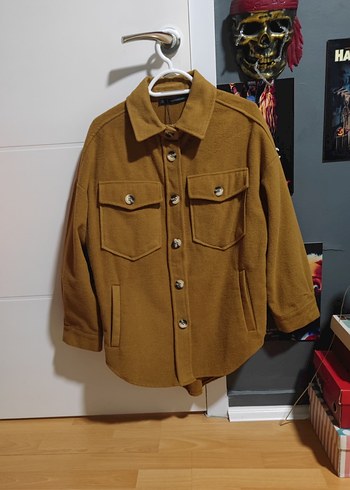 Oversize Camel Hardal Kaşe Ceket Gömlek