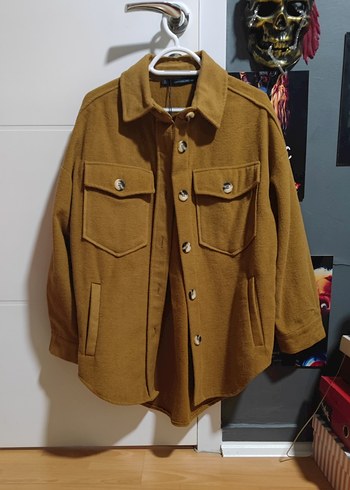 Diğer Oversize Camel Hardal Kaşe Ceket Gömlek
