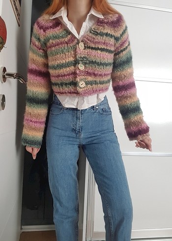 Renkli El Örgüsü Hırka y2k - Görsel 8