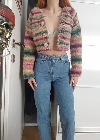 Renkli El Örgüsü Hırka y2k - Görsel 10