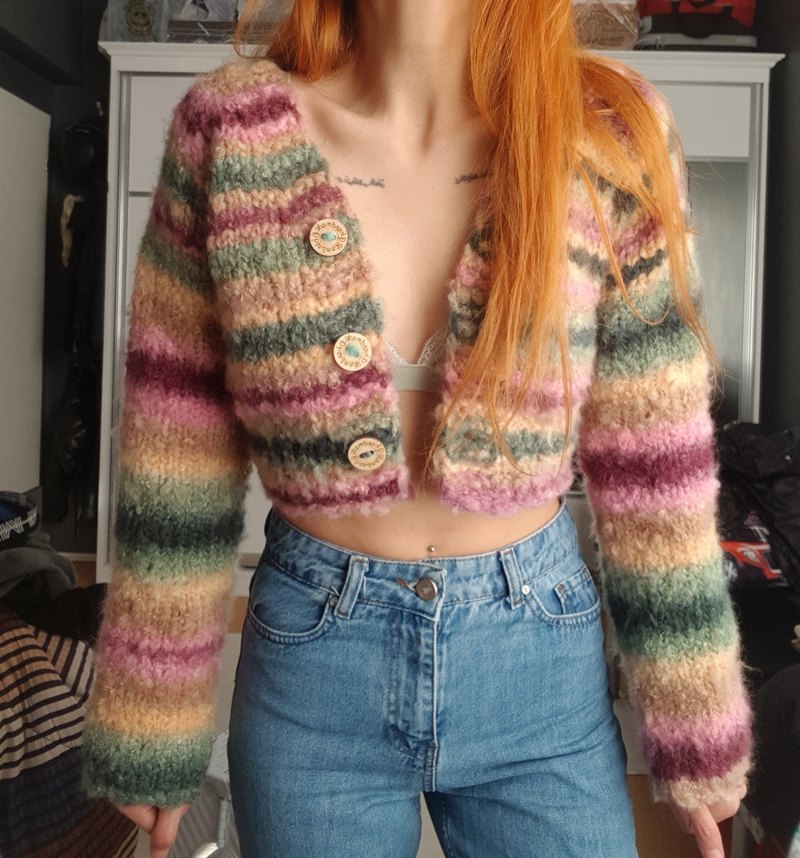 Renkli El Örgüsü Hırka y2k - Görsel 3