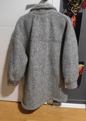 Hooopstore Gri kırçıllı oversize yün kaban - Görsel 10