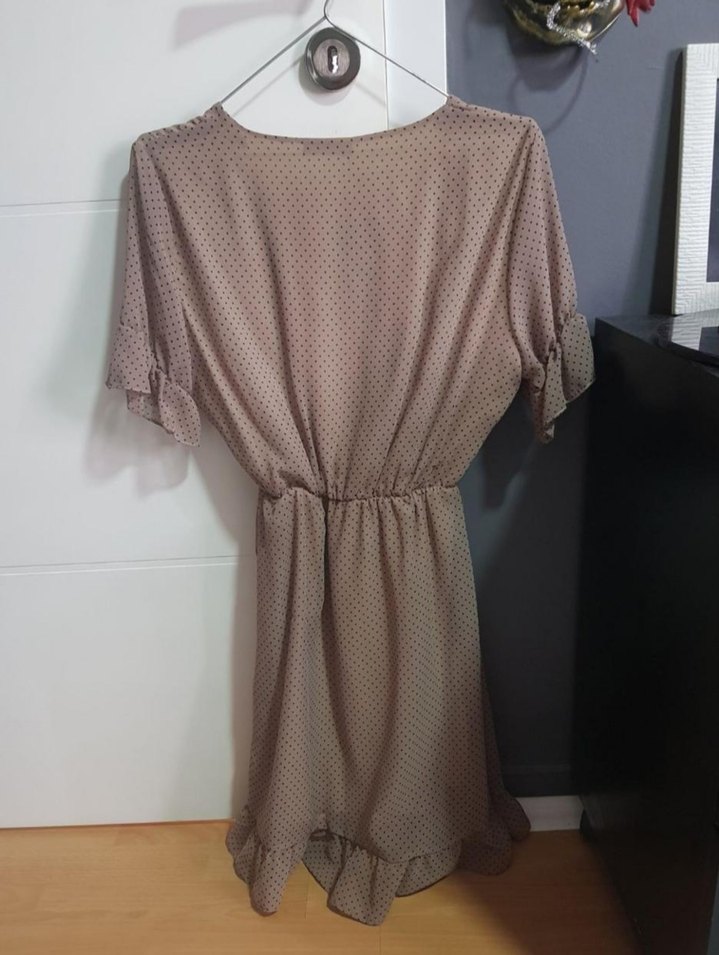 puantiyeli vizon renk elbise - Görsel 2