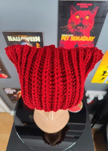 toz pembe hardal sarısı siyah bere kırmızı kedi bere - Görsel 5